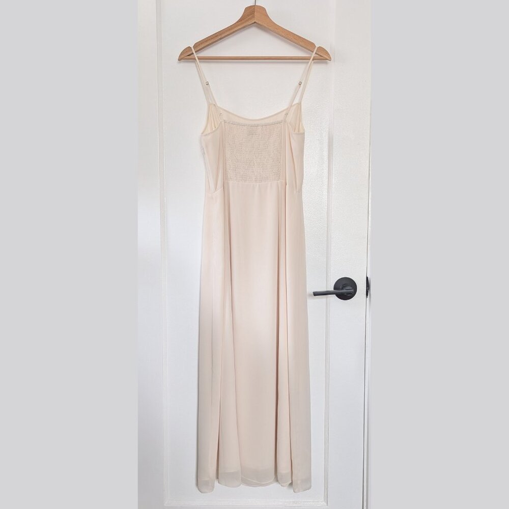 Wilfred Elegant White Spaghetti-Strap Midi Dress with Front Slit - Picture 3 of 14